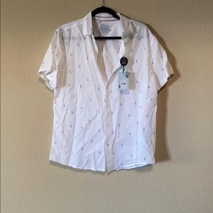 Men's linen blend button up tee